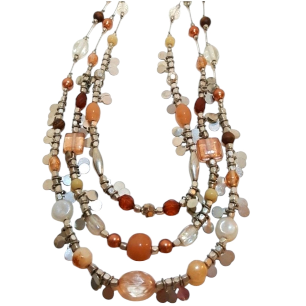Three Strand Beaded Necklace